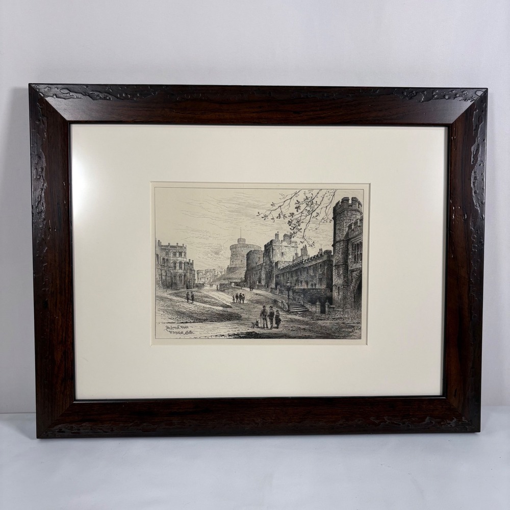 Herbert Railton Windsor Castle The Lower Ward Etching Print Matted Framed Art